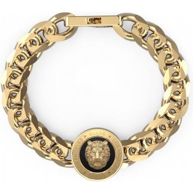 Mens Gold-tone Plated 21mm Lion Coin Bracelet UMB01314YGBKL
