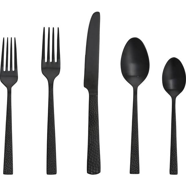 Fortessa Nomad Stainless Steel Flatware  Brushed Matte Black  20 Piece Place Setting  Service for 4