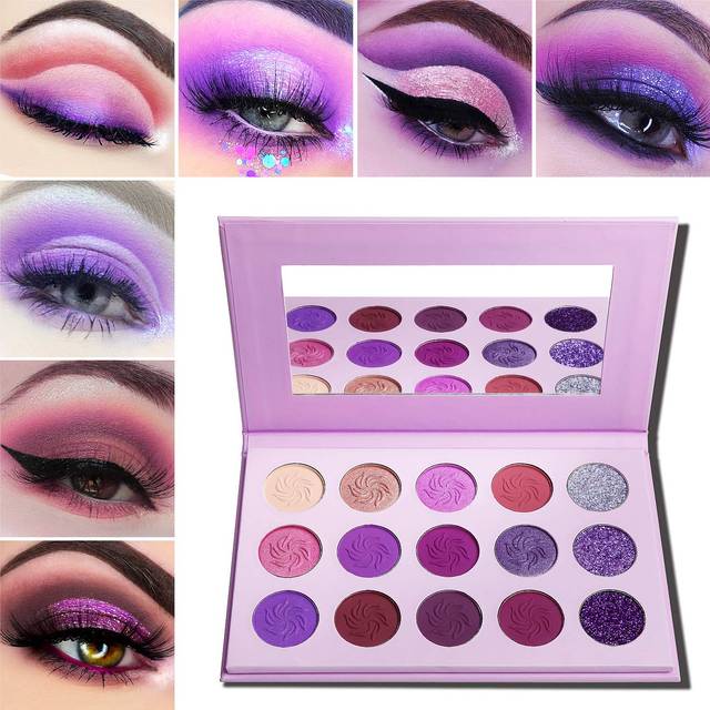 Afflano Purple Eyeshadow Palette Makeup Matte Glitter  Highly Pigmented Pink Eye Makeup Pallet  Dream Purple Pink Dark Red Violet Cute Bright Shimmer