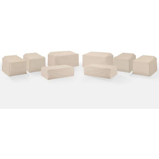 Crosley Furniture Patio Furniture Covers, Waterproof 8-Piece Cover Set for Outdoor Chairs, Loveseats, Tables, Tan