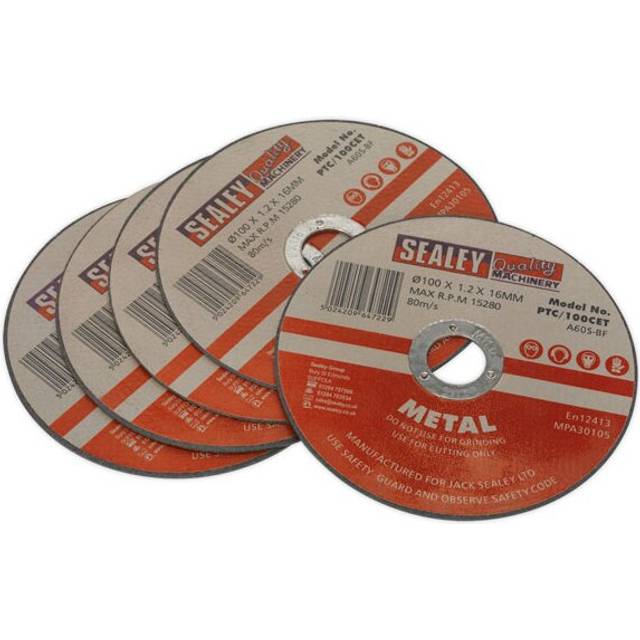 Sealey Metal Cutting Disc 100mm 1.2mm Pack of 5