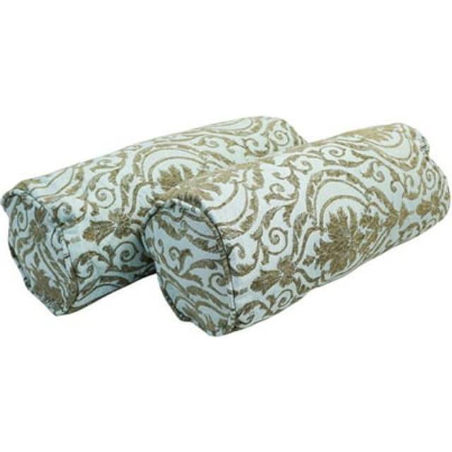 Blazing Needles Corded Jacquard Chenille Bolster Pillow, 20 x 8, Blue Damask 2 Count