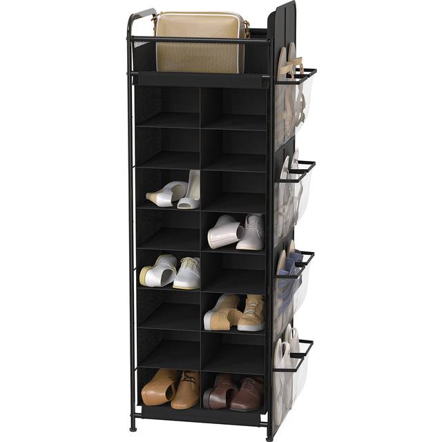 Simple Houseware Shoe Stand Tower Rack w/side hanging bag 20-Pair  Black