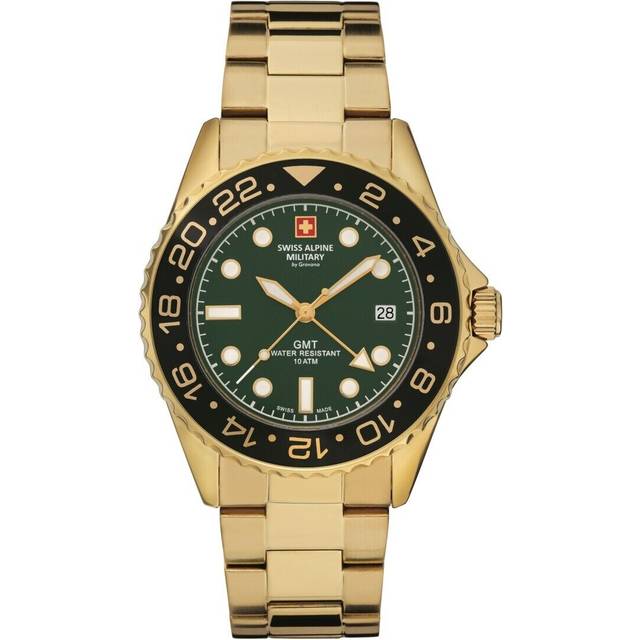 Swiss Alpine Military Herrklocka 7052.1114 GMT Grön/Gulguldtonat
