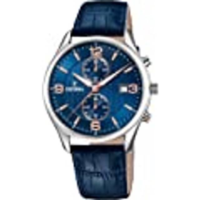 Festina Herrklocka F6855-6 Blå/Läder Ø42 mm
