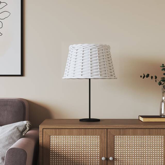 vidaXL Lamp Shade White Ø38x23 cm Wicker