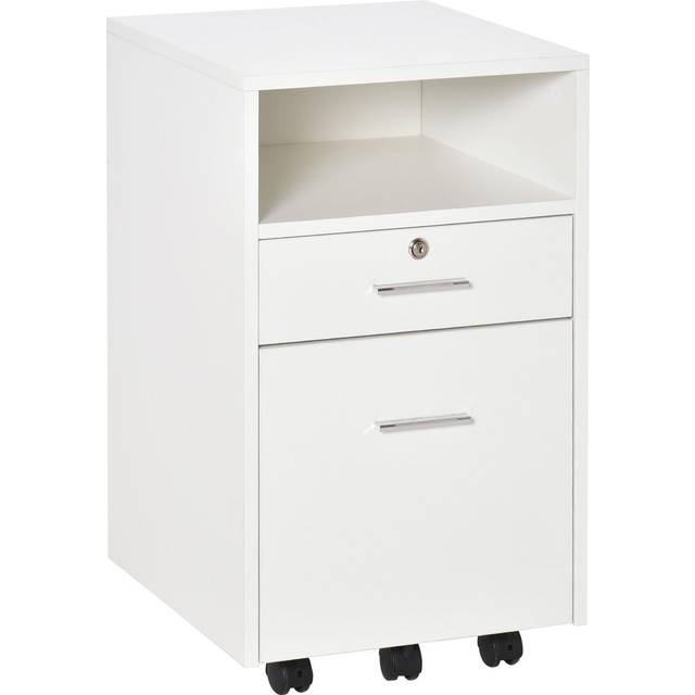 Vinsetto Mobile File Cabinet Lockable Documents Storage w/ 5 Wheels White