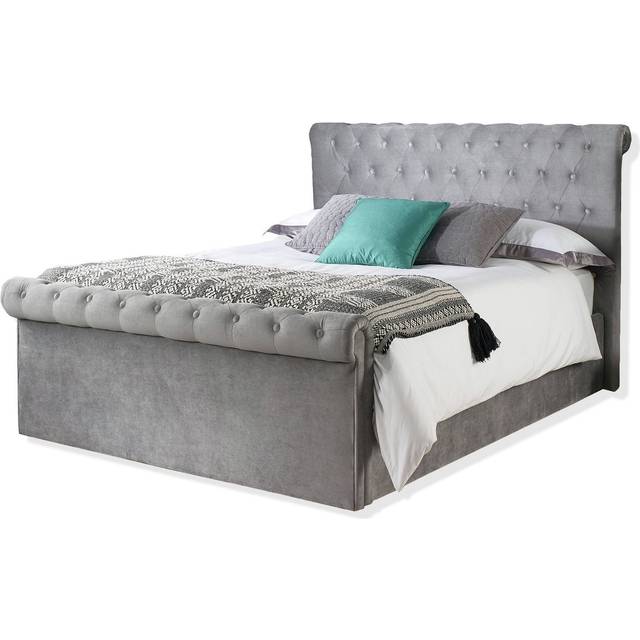 Aspire Chesterfield Ottoman Bed Grey - Light Grey Brushed Velvet Fabric / Superking