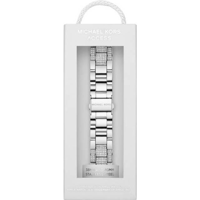Michael Kors damarmband av rostfritt stål eller acetat, kompatibelt med 38 mm/40 mm/41 mm Apple Watch®, Matt silver, En Storlek, Armband