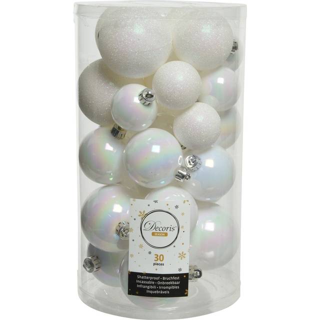 Decoris Season White Christmas bauble set - 30 pcs