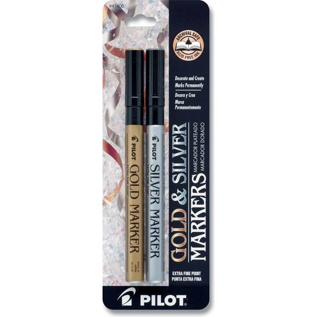 Pilot Metallic Permanent Paint Markers  1 Each Gold & Silver  Extra Fine Point  Set of 2 (41400)