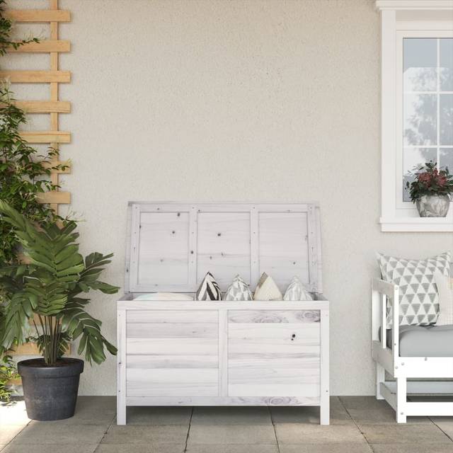 vidaXL Garden Storage Box White 99x49.5x58.5cm Solid Wood Fir, White