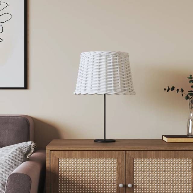 vidaXL Lamp Shade White Ø40x26 cm Wicker