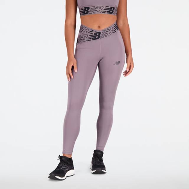 New Balance Women's Relentless Crossover High Rise 7/8 Tight in Grey Poly Knit, size X-Large - XL
