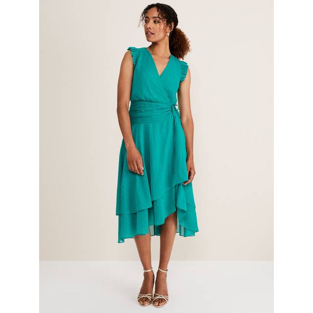 Phase Eight Cressinda Ruched Midi Dress, Peacock