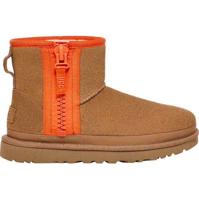 UGG Women's Classic Mini Zipper Tape Logo Boot  Chestnut  8