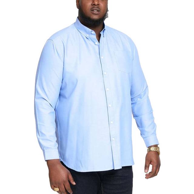 (5XL, Sky Blue) D555 Mens Richard Big Tall Kingsize Long Sleeve Button Down Collar Oxford Shirt