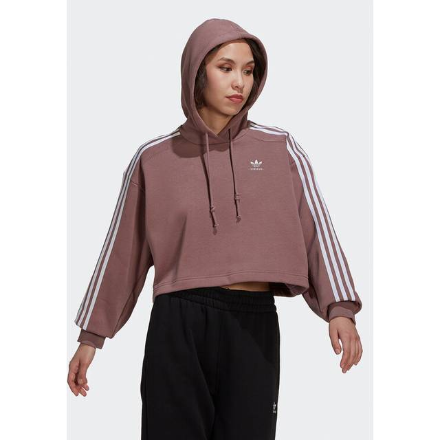 Adidas originals womens adicolor classics crop hoodie - purple / uk 6