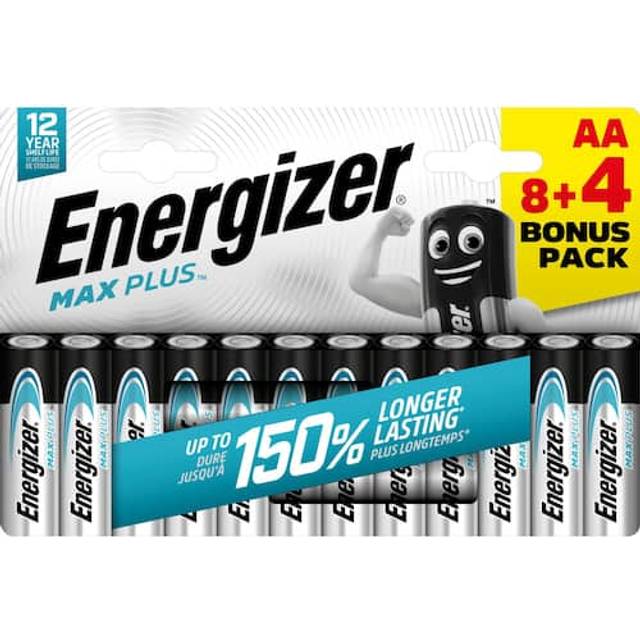Energizer Alkaline Batteries Max Plus AA LR6 2550 mAh 1.5V Pack of 12