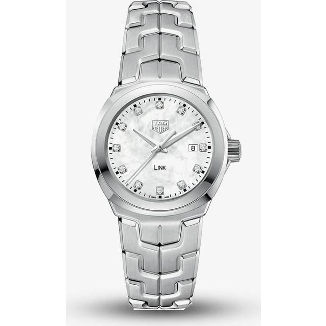 TAG Heuer Link Quartz 32 mm Watch - Diamond Indexes - White Dial - Steel Case and Band