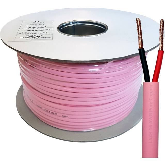 100m Low Smoke Speaker Cable - 18AWG 0.75mm 6A - CCA LSZH 100V Double Insulated