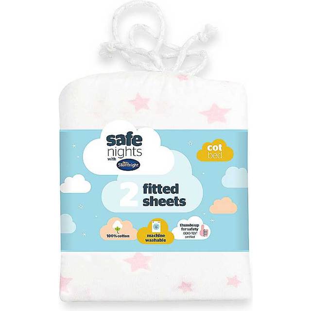 Safe Nights Fitted Sheets - Pink Star (W 70 x L 140cm)