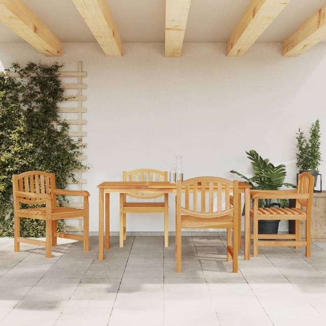 vidaXL 5 Piece Garden Dining Set Solid Wood Teak - Brown