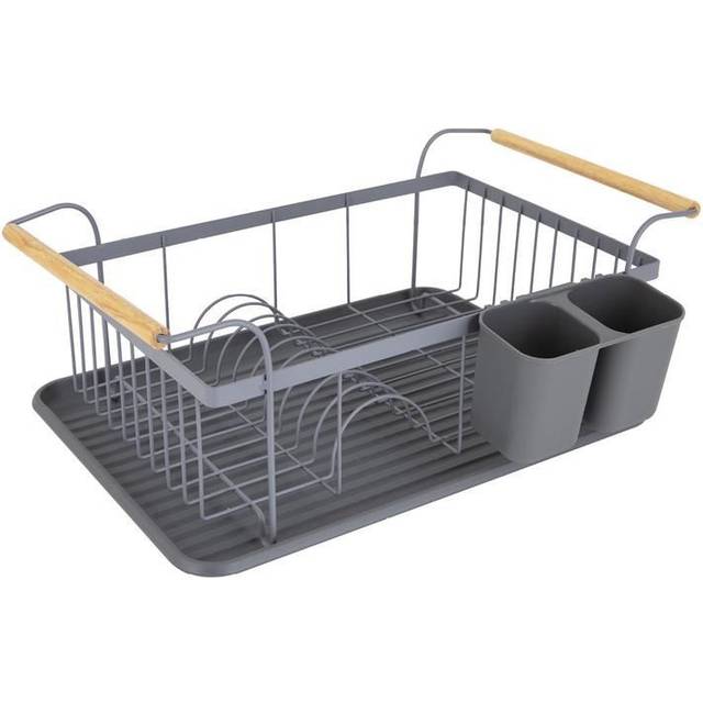 Tower Scandi Dish Rack with Wooden Handles Grey