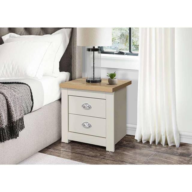 Birlea Highgate 2 Drawer Bedside Cream And Oak, Cream