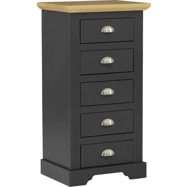 Seconique Toledo 5 Drawer Narrow Chest - Grey/Oak Effect, Grey