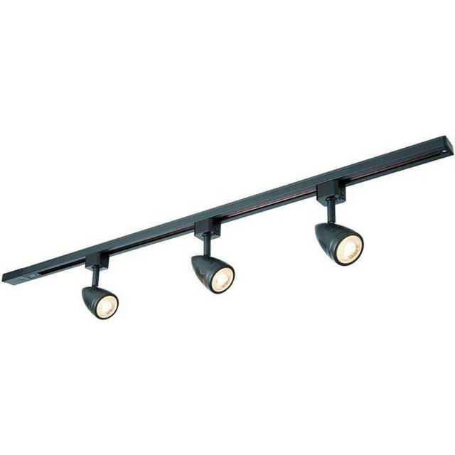 1m Adjustable Ceiling Track Spotlight Kit Matt Black 3x GU10 Downlight Rail