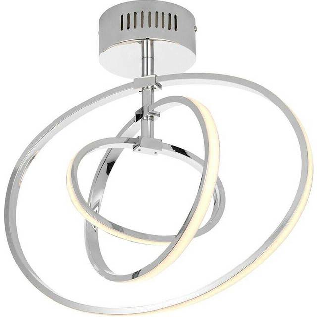 LED Semi Flush Ceiling Light 21W Warm White Chrome Hoop Ring Feature Strip Lamp