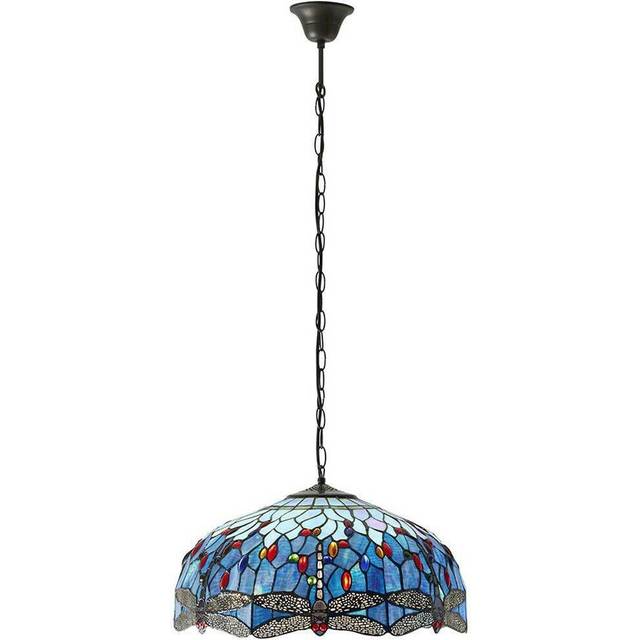 Tiffany Glass Hanging Ceiling Pendant Light Blue Dragonfly 3 Lamp Shade i00110