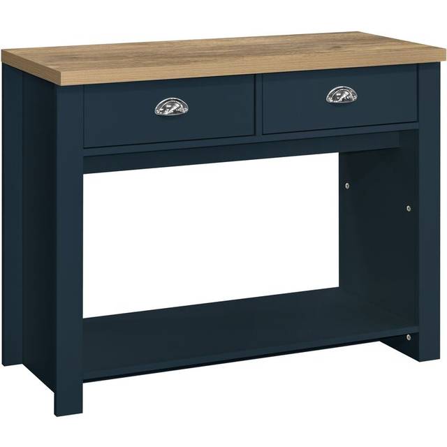 Highgate 2 Drawer Navy and Oak Console Table - Birlea - Blue - 35 x 99 x 77cm
