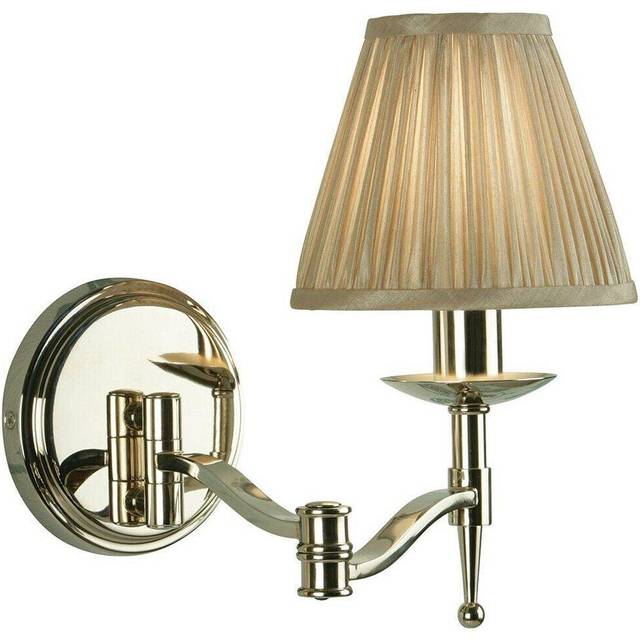 Avery Luxury Swing Arm Wall Light Bright Nickel & Beige Shade Adjustable Bedside