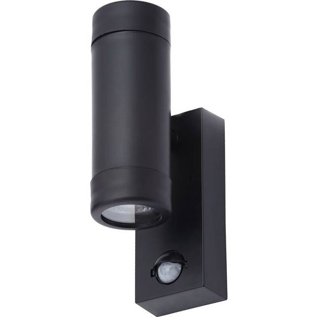 Litecraft Rhyl Outdoor Up Down Wall Light With PIR Motion Sensor Black