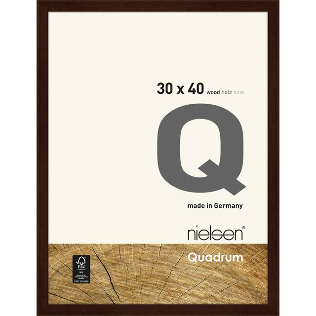 Quadrum 30 x 40cm Wooden Picture Frame With Protective Glass Front - Brown - One Size
