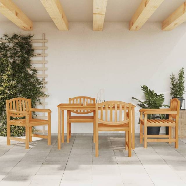 (4x chair + table, 140 cm table length) vidaXL Garden Dining Set Outdoor Table and Chairs 4 Piece Solid Wood Teak