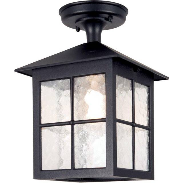 Ip43 1 Bulb Semi Flush Light Black Led E27 100w Bulb Outside External