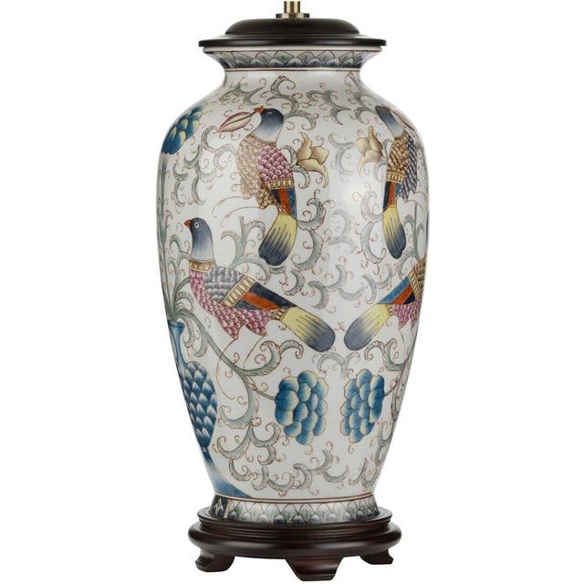 Table Lamp Hand Painted Oriental Colourful Birds LED E27 60W Bulb