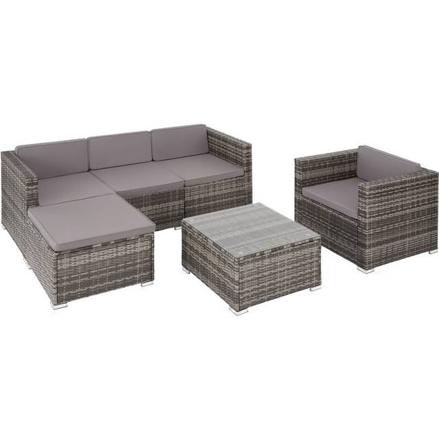 Tectake Rattan Garden Furniture Lignano Set w/ Armchair, Grey