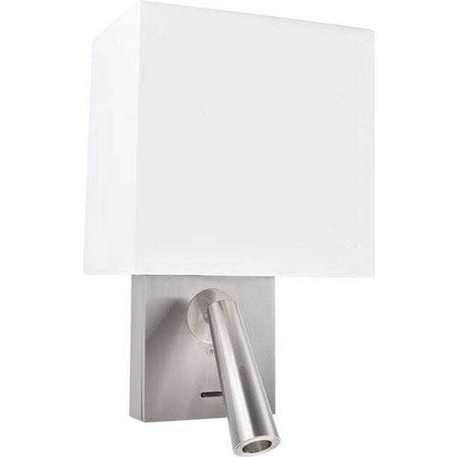 Leds-C4 Gamma - LED Wall Light with Reading Light Square Shade Satin Nickel 179lm 2700K