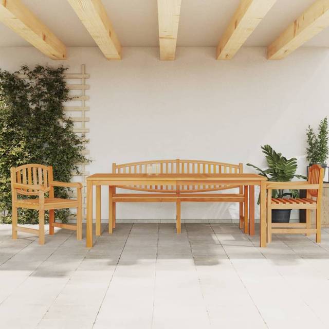 vidaXL 4 Piece Garden Dining Set Solid Wood Teak - Brown