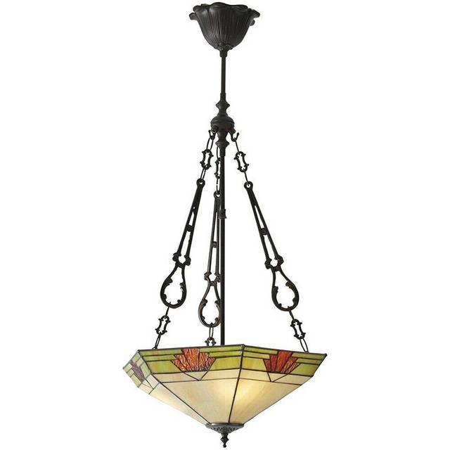 Tiffany Glass Hanging Ceiling Pendant Light Bronze & Art Deco Lamp Shade i00147