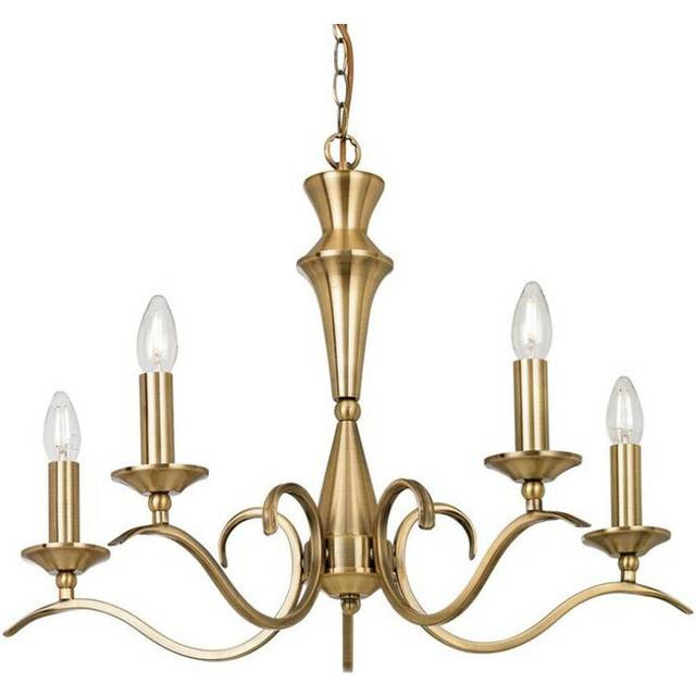 Hanging Flush Ceiling Pendant 5 Light ANTIQUE BRASS Chandelier Lamp Bulb Holder