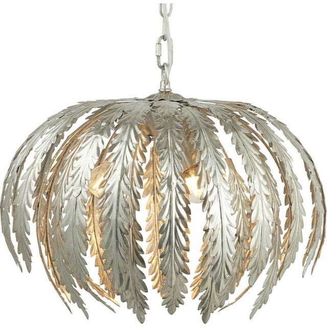3 Light Ceiling Pendant FLORAL SILVER Shade Hanging Feature Lamp Bulb Chain Rose