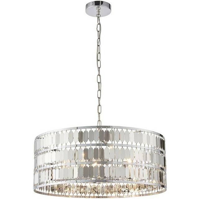 Hanging Ceiling Pendant Light Hex Chrome Shade 5 Bulb Modern Dimming Feature