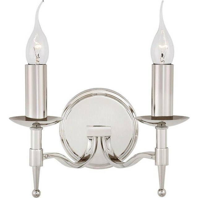 Avery Luxury Twin Wall Light Bright Nickel Traditional Candelabra Lamp Holder