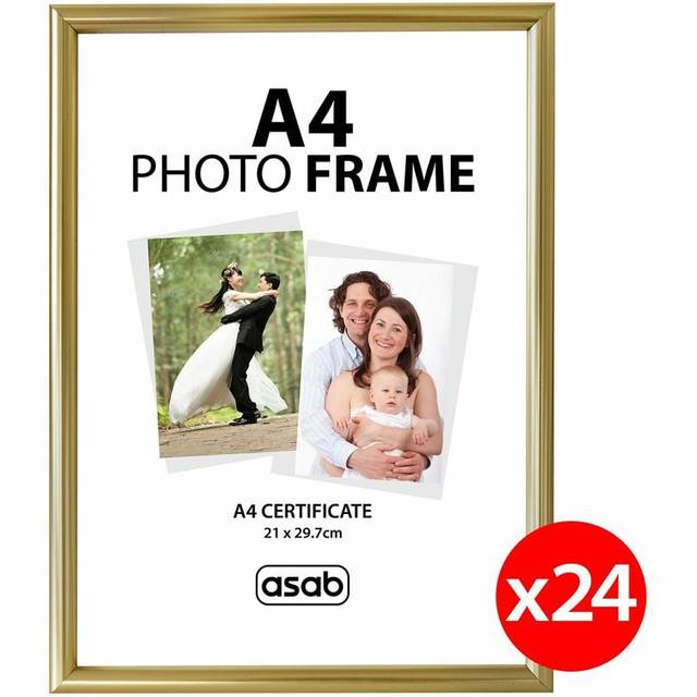 (Gold, 24 Pack) A4 Photo Picture Frame Certificate Wall & Desk Mountable Silver Black Gold