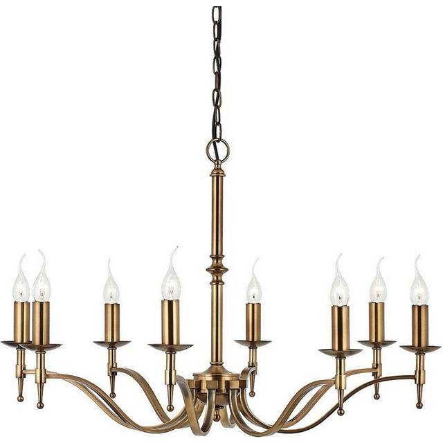 Avery Ceiling Pendant Chandelier Light 8 Lamp Antique Brass Curved Candelabra